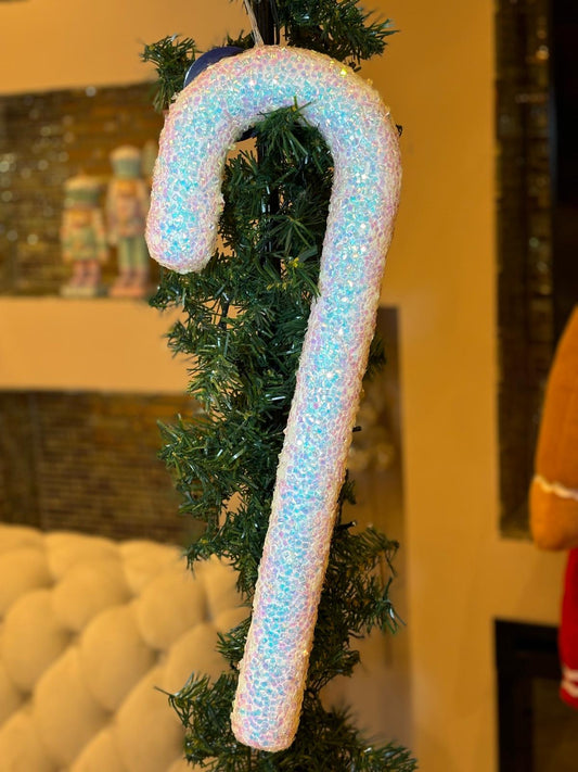 Goldline Weihnachts-Zuckerstange „Frosti Rainbow“ 52 cm – Weiß mit Glitzersteinen für festlichen Glanz