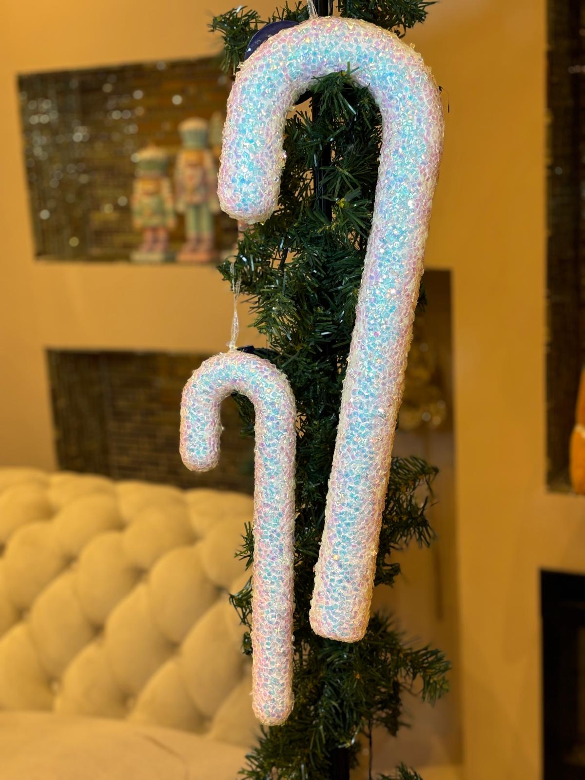 Goldline Weihnachts-Zuckerstange „Frosti Rainbow“ 34 cm – Weiß mit Glitzersteinen