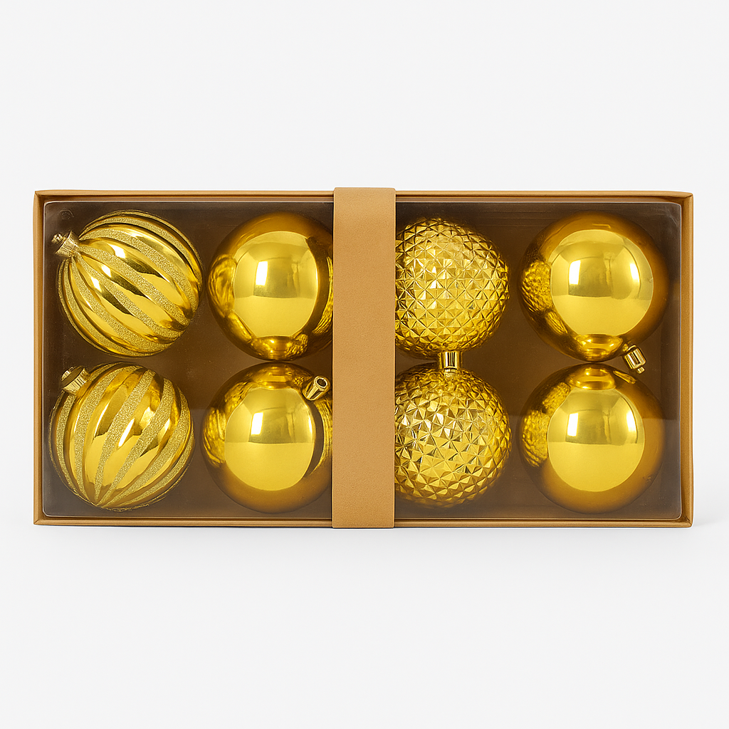 Goldline- Weihnachtskugeln gold 8er Set 10cm