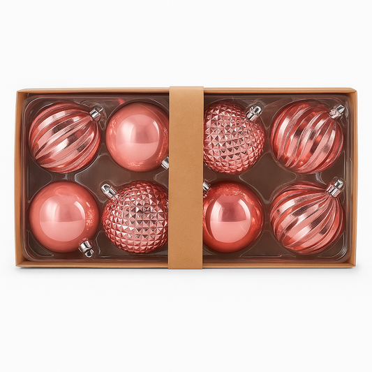 Goldline- Weihnachtskugeln rosa 8er Set 10cm