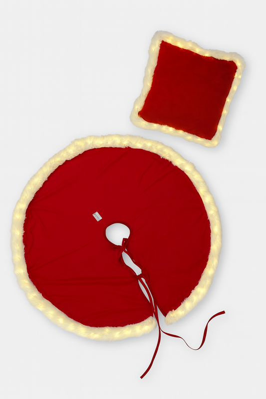 Goldline- Weihnachts LED Baumrock Samt rot weiß 90cm USB Anschluss