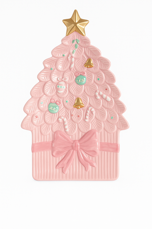 Goldline-Candy Pastell Rosa Servierplatte mit Gold und Pastell Details, 37cm x 23cm