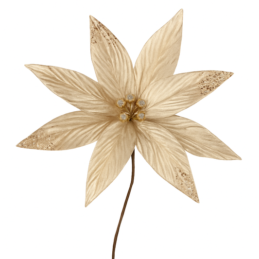 Goldline- Weihnachtsstern Blume gold glänzend mit Glitzer 40cm