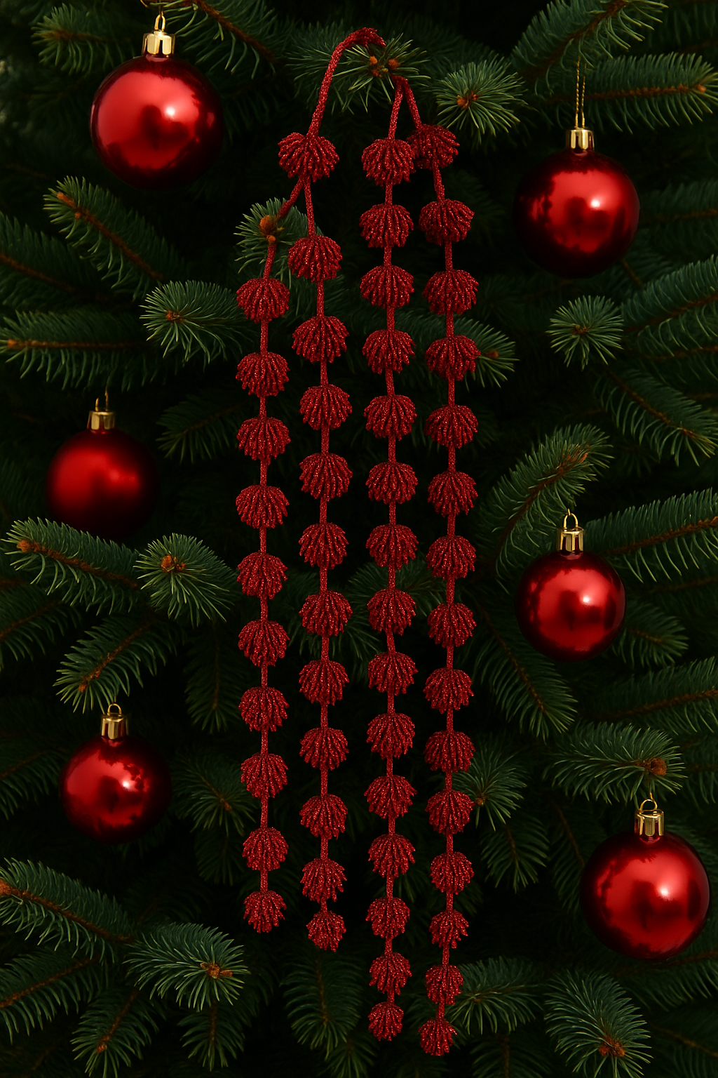 Goldline- Weihnachts Hängezweig rot mit Glitzer 110cm