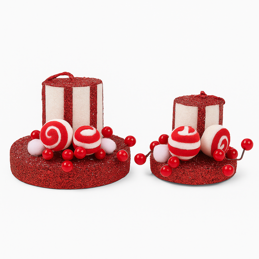 Goldline- Weihnachts Candy Hut Anhänger 2er set 9cm, 12cm