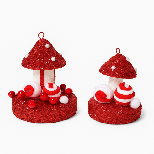 Goldline- Weihnachts Candy Pilz Anhänger 2er set 11,5cm, 14cm