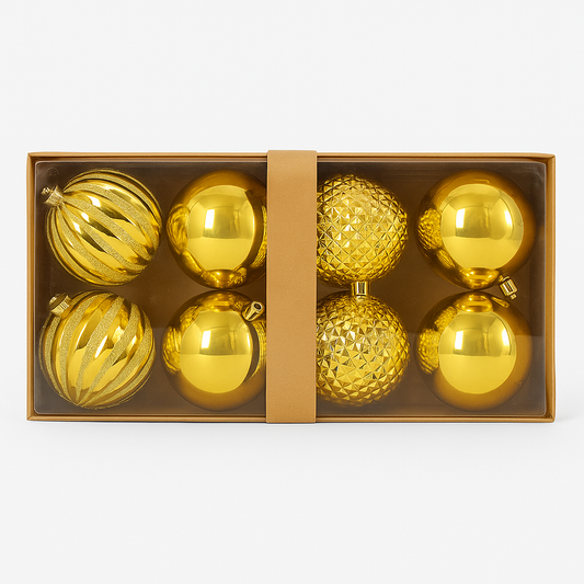 Goldline- Weihnachtskugeln gold 8er Set 10cm