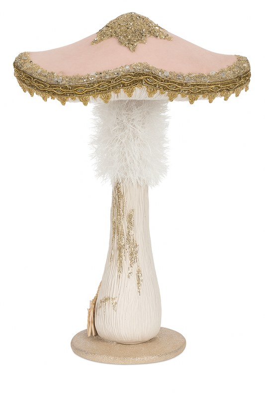 Goldline- Deko Pilz Samt rosa mit goldenem Glitzer 26cm x 43cm