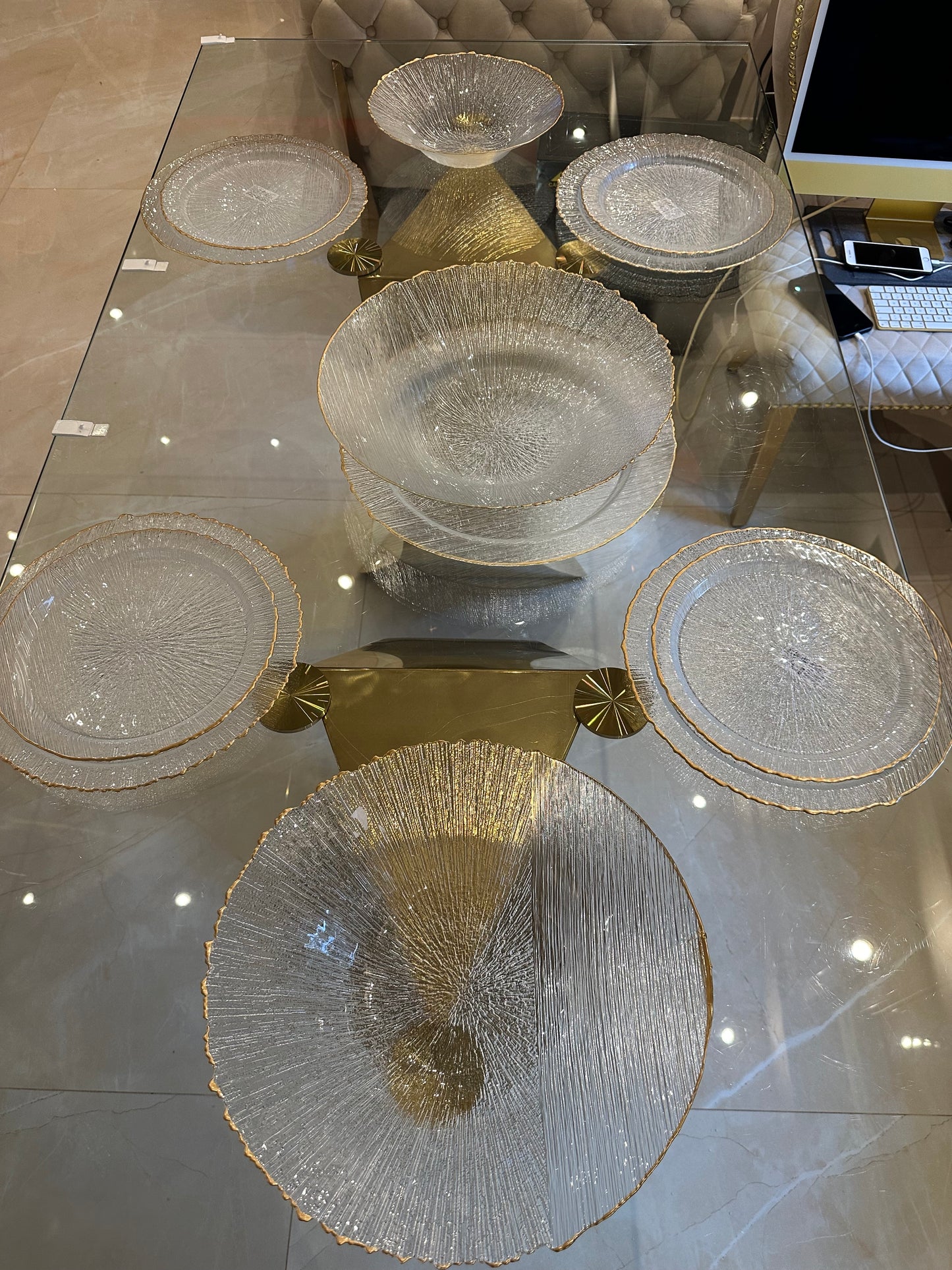 Goldline- Glas-Schale 30 cm mit goldenem Rand – Edle Dekoschale für festliche Anlässe