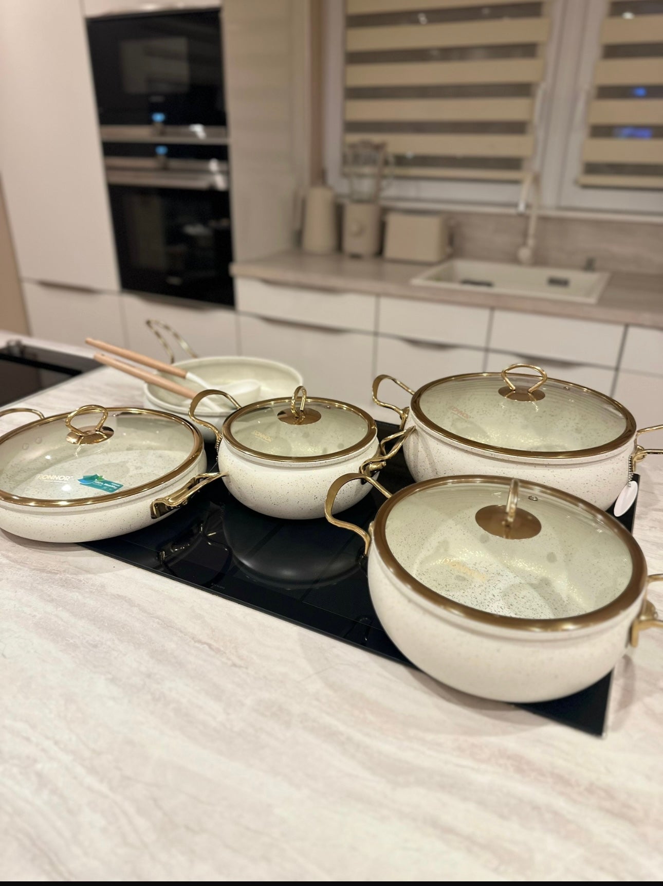 Goldline- Luxus Topf Set 11-teilig creme-gold, schwarz-gold