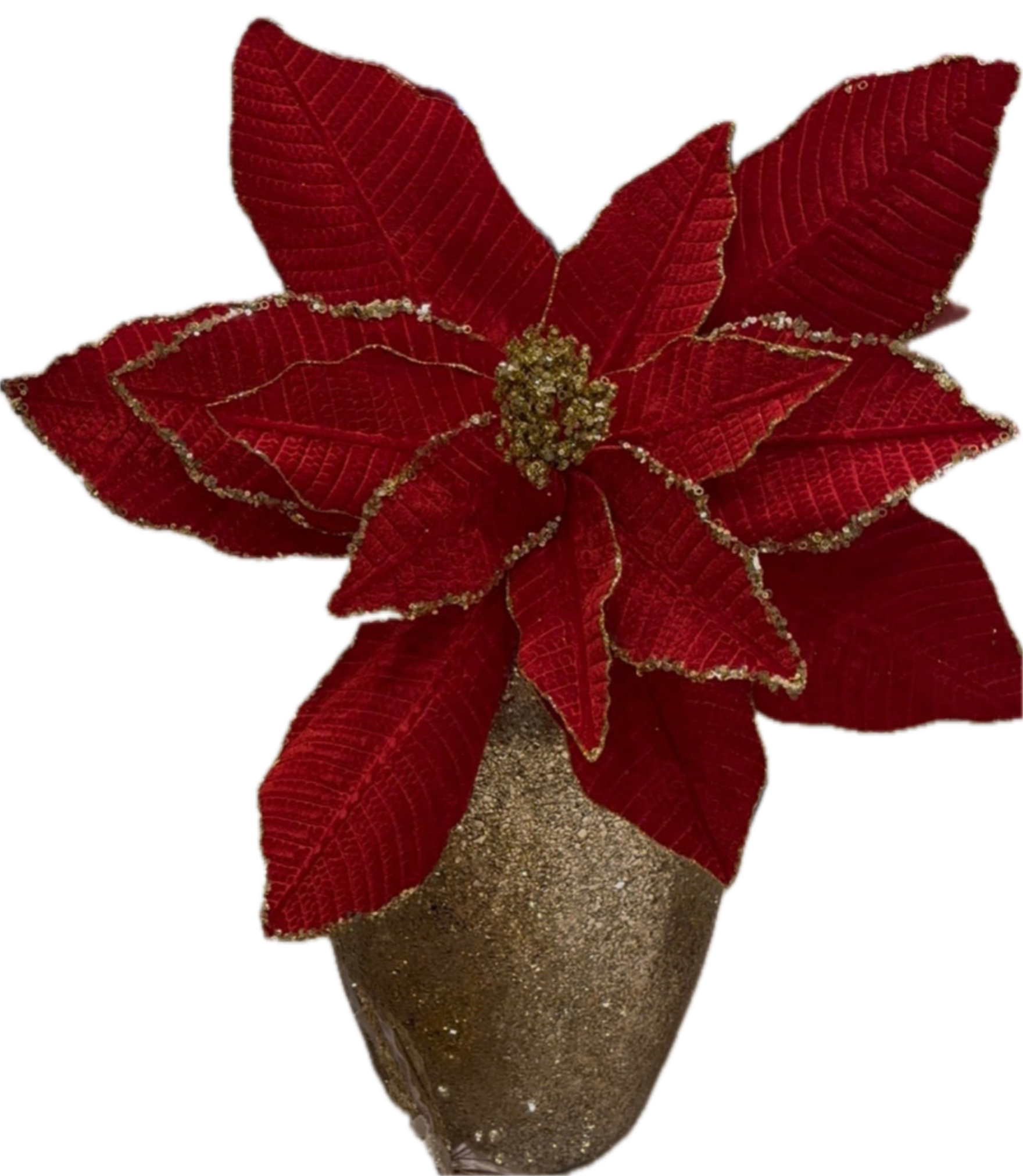 Goldline- XXL Weihnachtsstern Blume rot Gold mit Stiel 80cm x 60 cm – Goldline-Homedecor