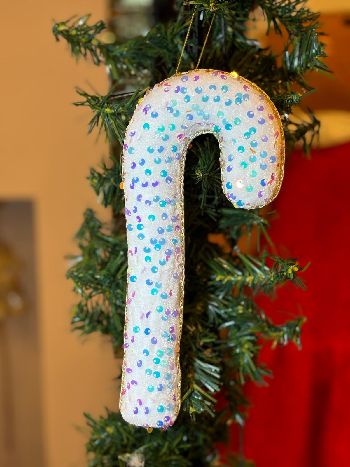 Goldline Weihnachts-Zuckerstange 26 cm – Weiß-Gold mit Glitzer-Pailletten für festlichen Glanz