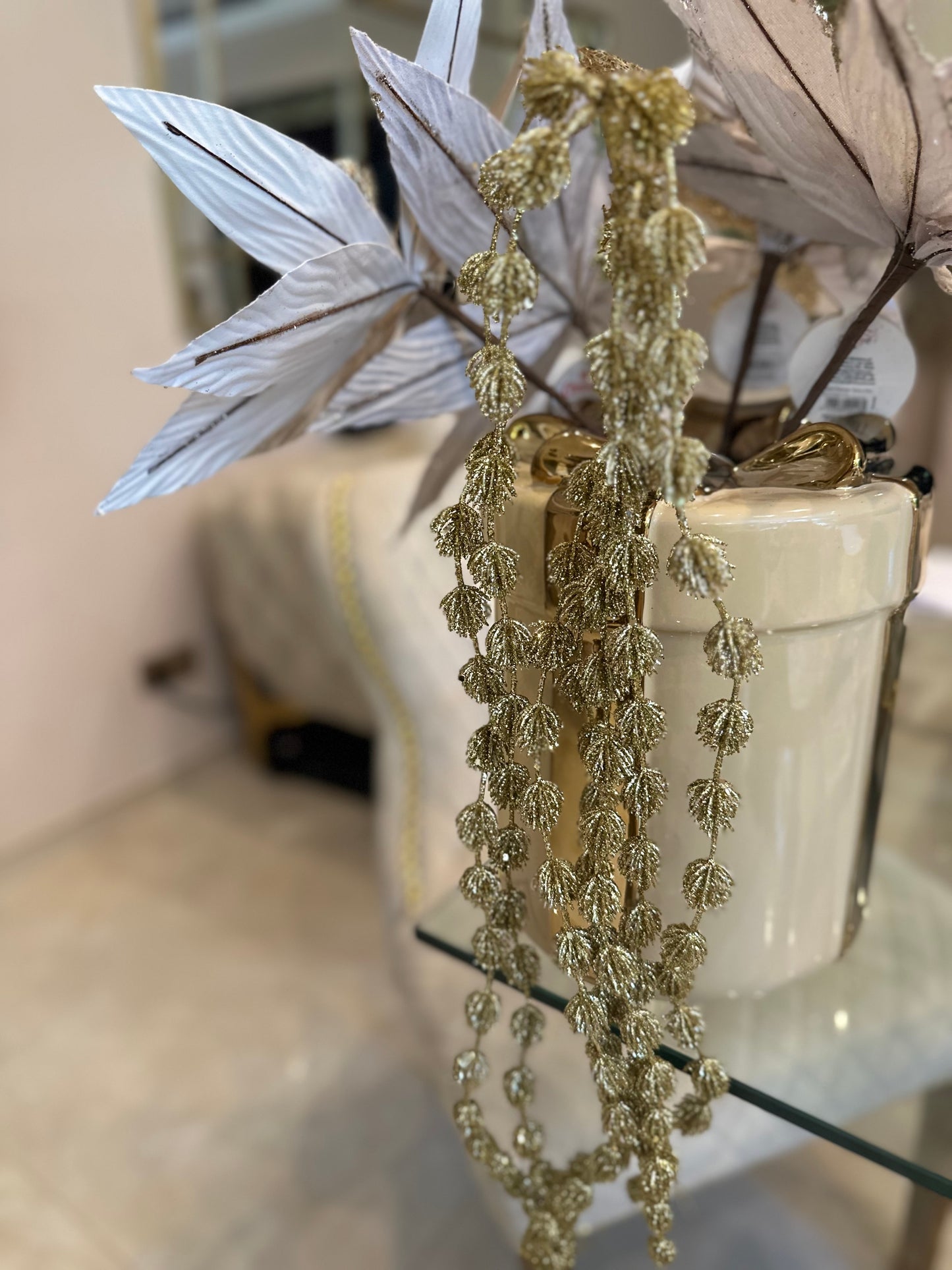 Goldline- Weihnachts Hängezweig gold mit Glitzer 110cm
