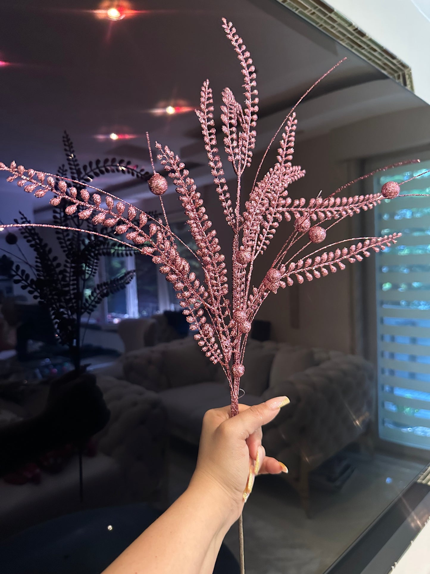 Goldline- Weihnachts Glitzerzweig rosa 61cm