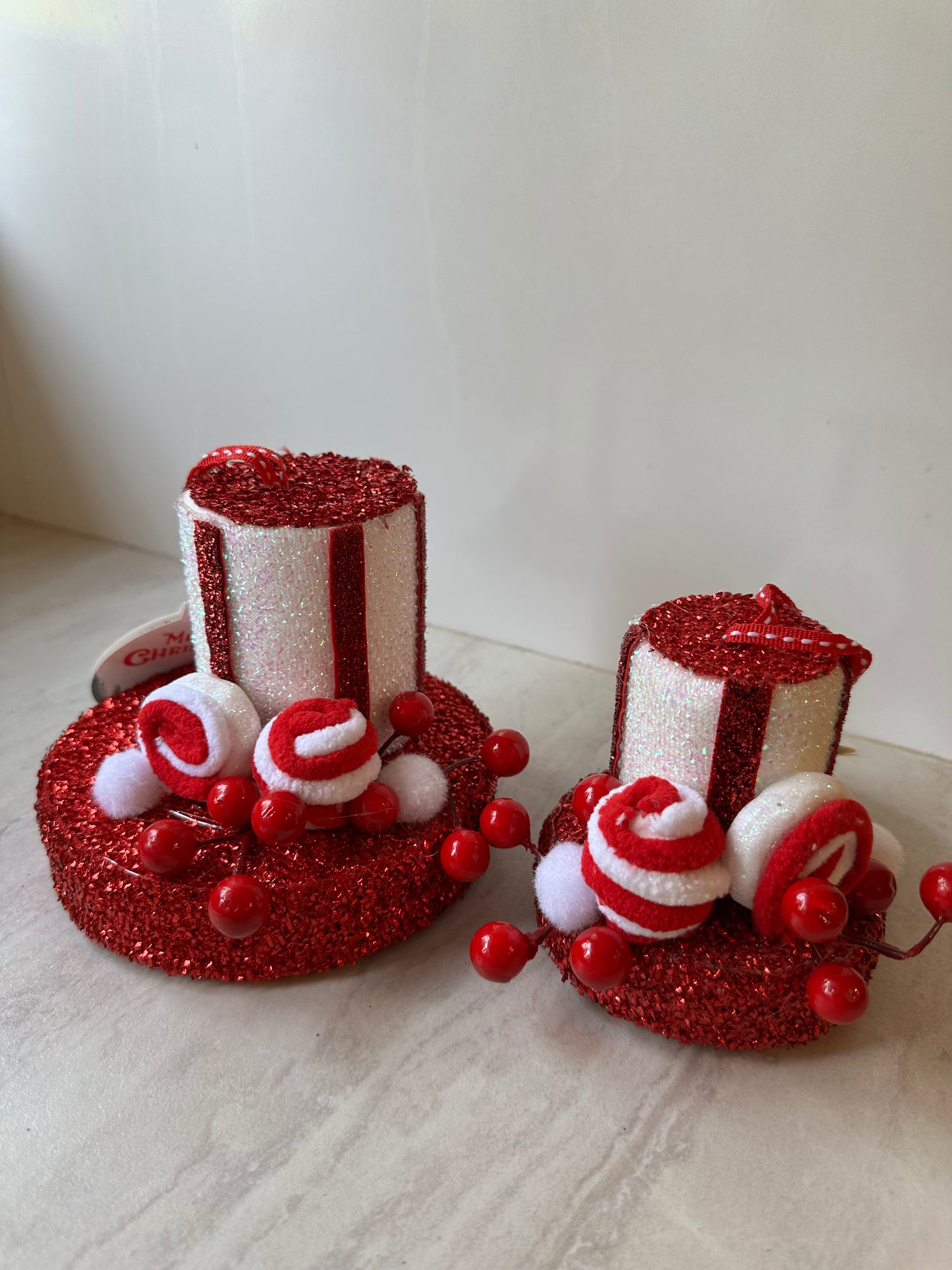 Goldline- Weihnachts Candy Hut Anhänger 2er set 9cm, 12cm