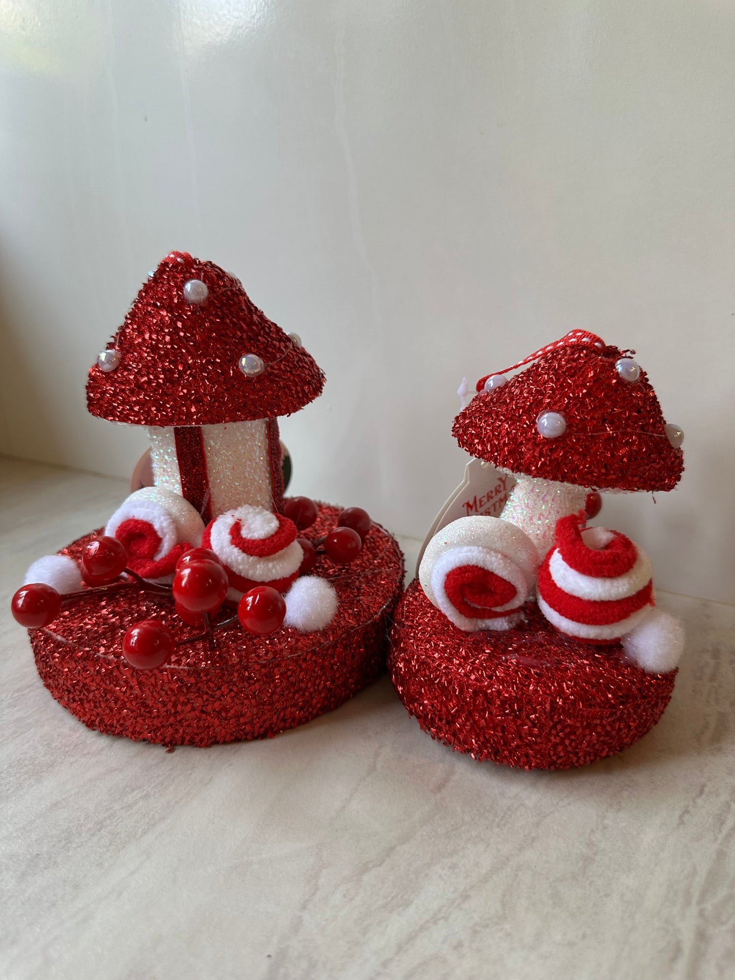 Goldline- Weihnachts Candy Pilz Anhänger 2er set 11,5cm, 14cm