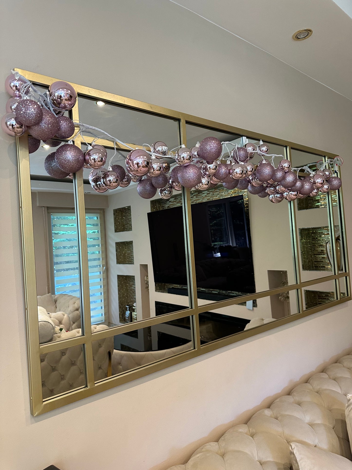 Goldline- Weihnachts Girlande rosa mit 55 Kugeln 180cm