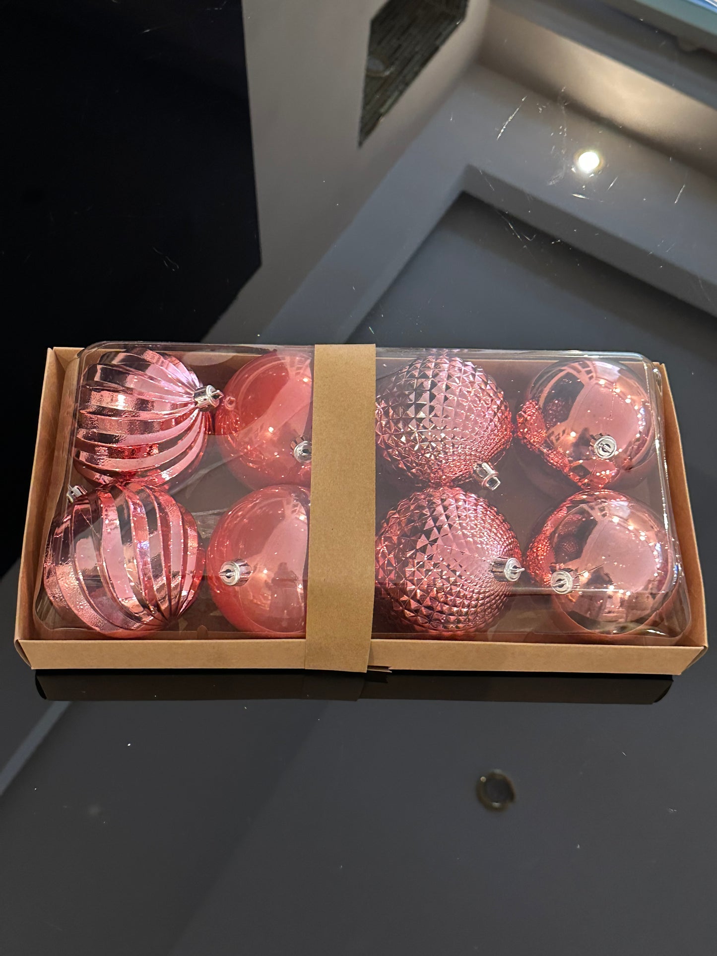 Goldline- Weihnachtskugeln rosa 8er Set 10cm