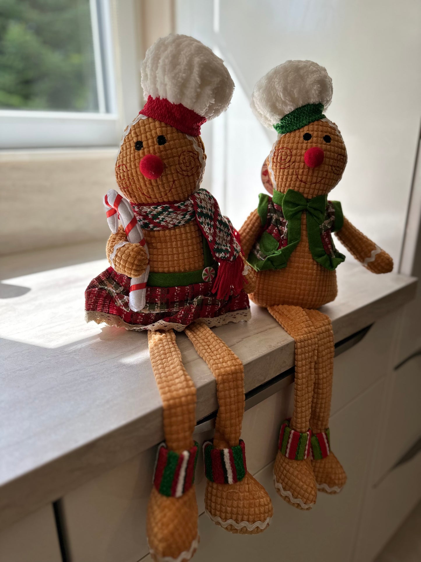 Goldline- Weihnachtslebkuchen Stoff Figuren 2er Set 58cm