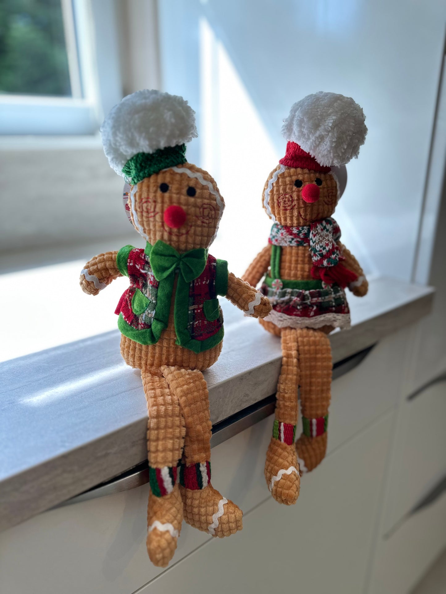Goldline- Weihnachtslebkuchen Stoff Figuren 2er Set 33cm