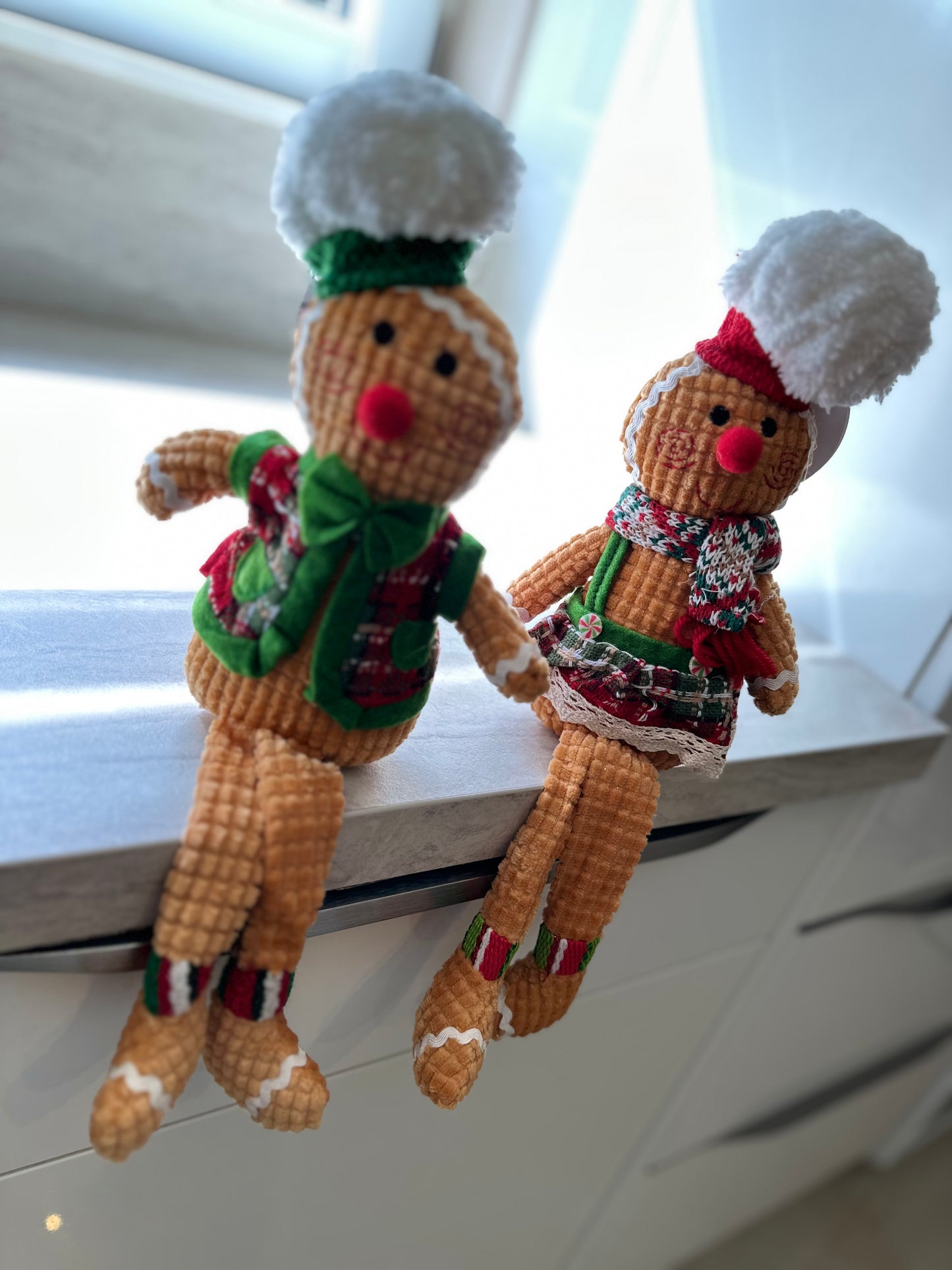 Goldline- Weihnachtslebkuchen Stoff Figuren 2er Set 33cm