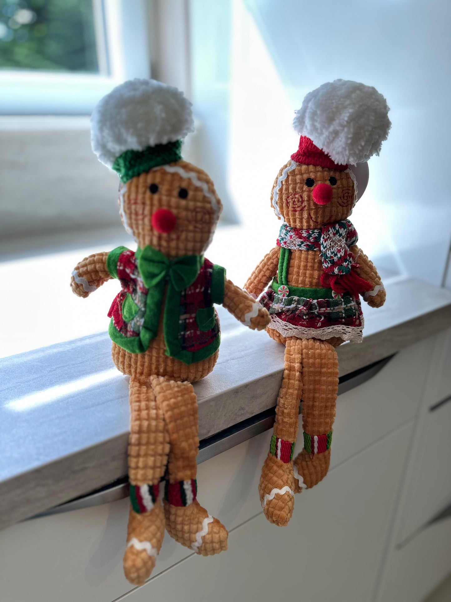 Goldline- Weihnachtslebkuchen Stoff Figuren 2er Set 33cm