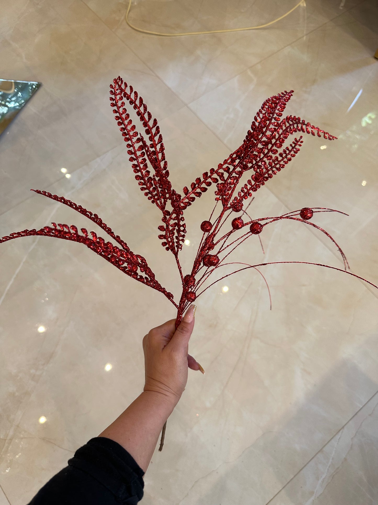 Goldline- Weihnachts Glitzerzweig rot 61cm