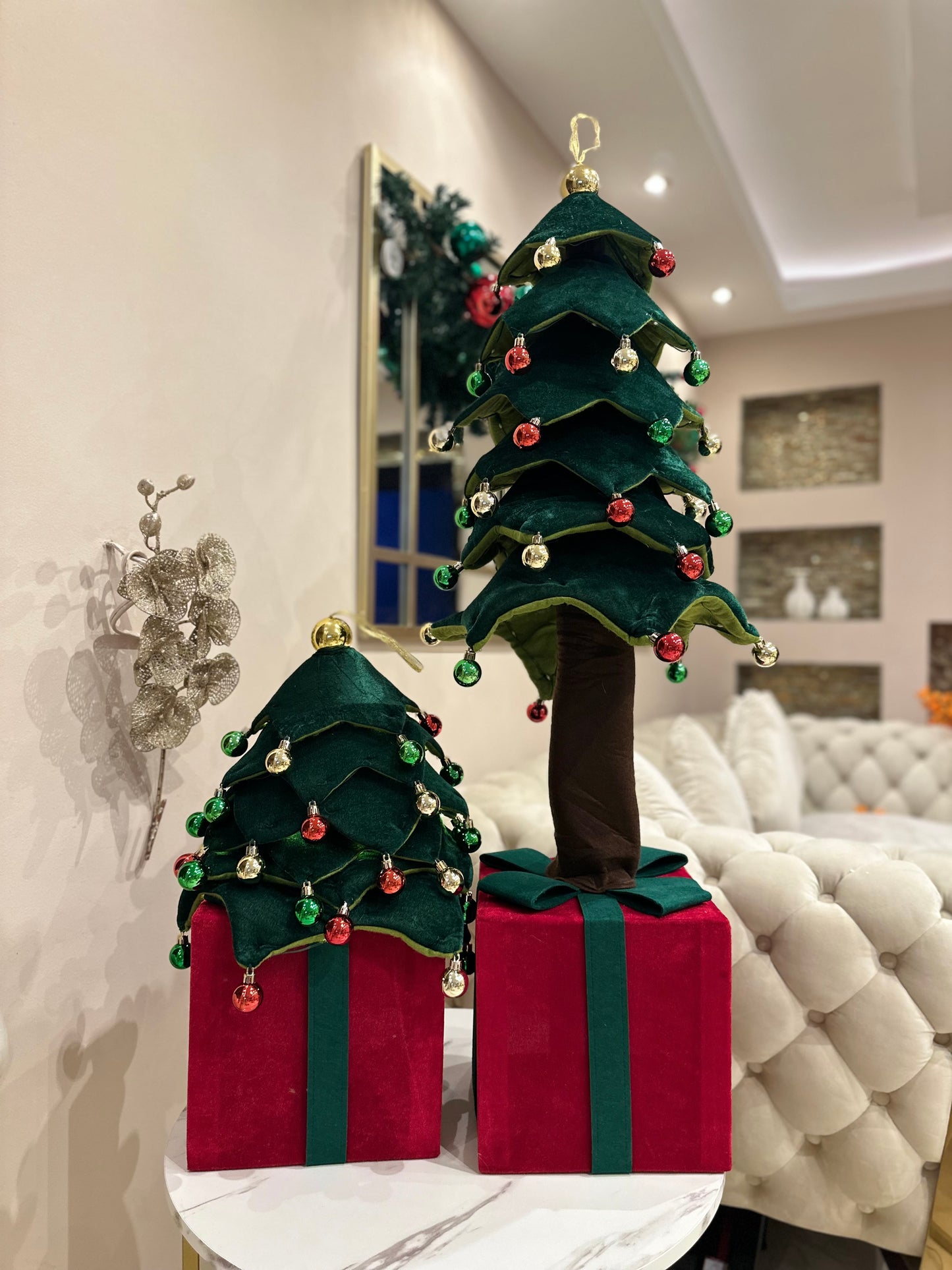 Goldline- LED Deko Tannenbaum grün rot gold 115cm