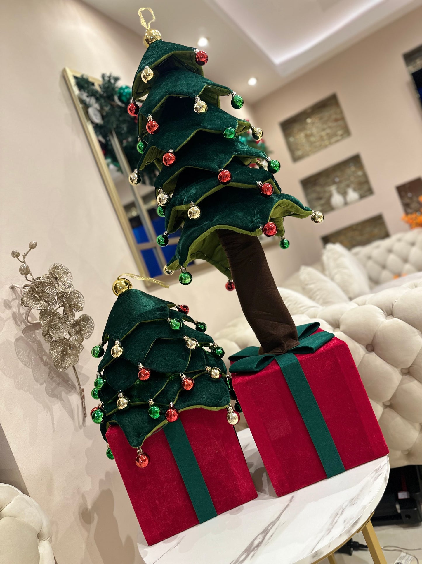 Goldline- LED Deko Tannenbaum grün rot gold 115cm