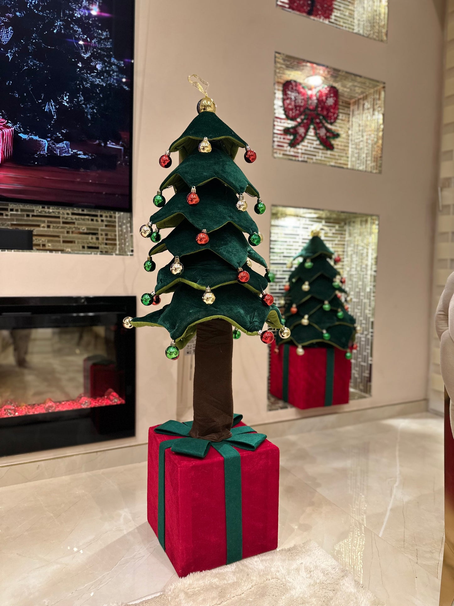 Goldline- LED Deko Tannenbaum grün rot gold 115cm