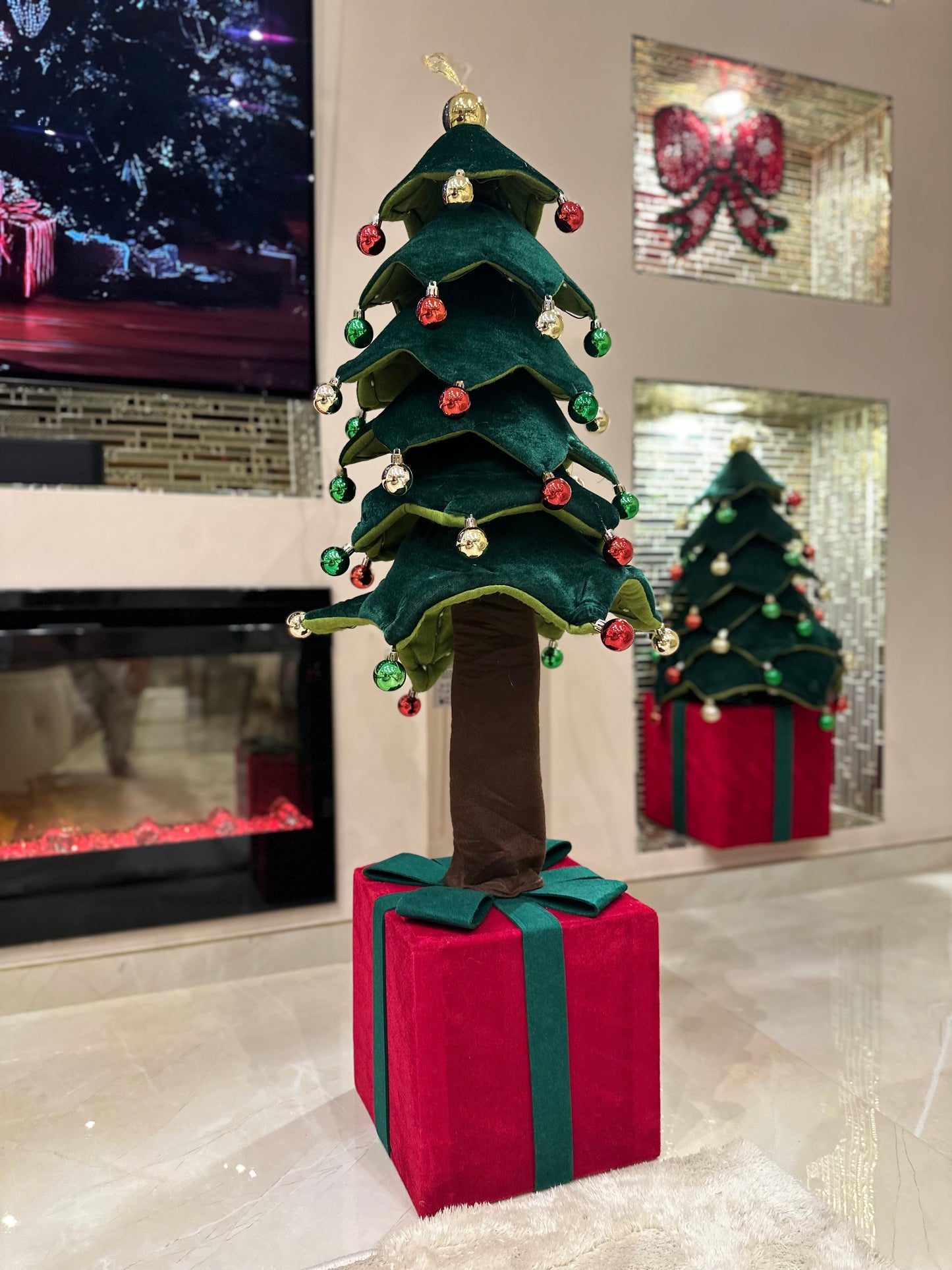 Goldline- LED Deko Tannenbaum grün rot gold 115cm