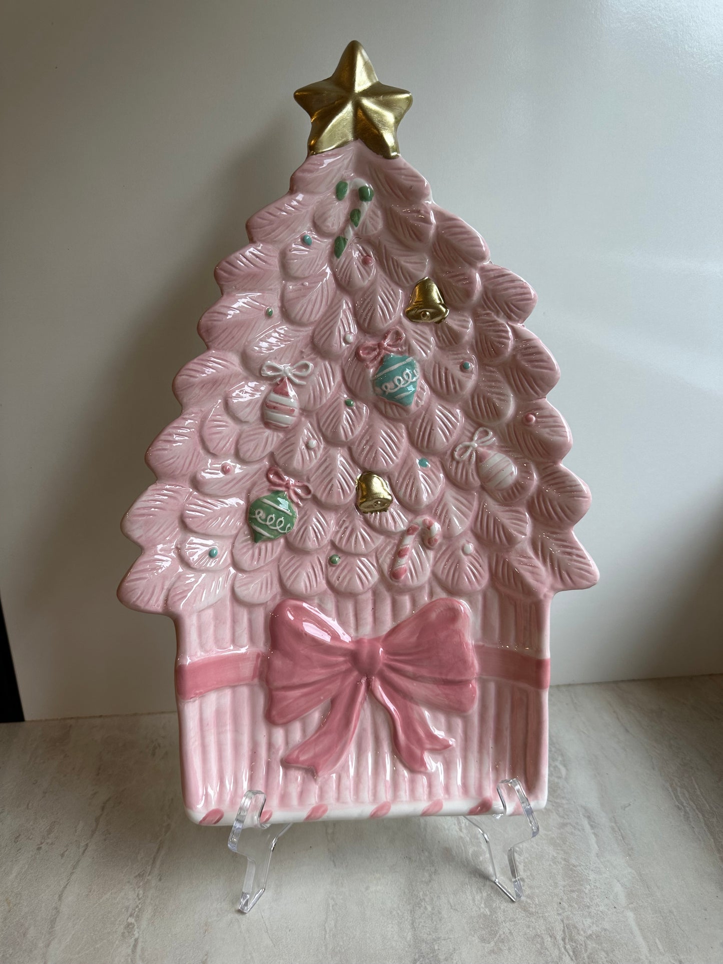 Goldline-Candy Pastell Rosa Servierplatte mit Gold und Pastell Details, 37cm x 23cm