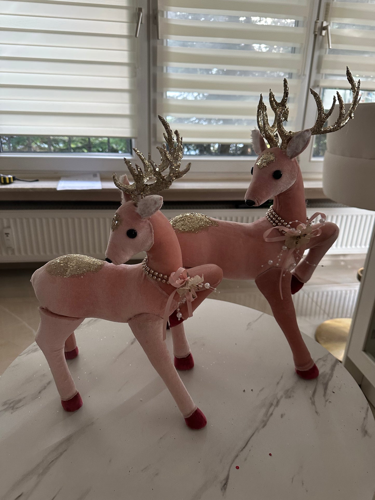 Goldline- Rentiere Samt rosa mit goldenen Glitzer, zwei Varianten (L: 33 x 47 cm  und M: 24 x 41 cm)