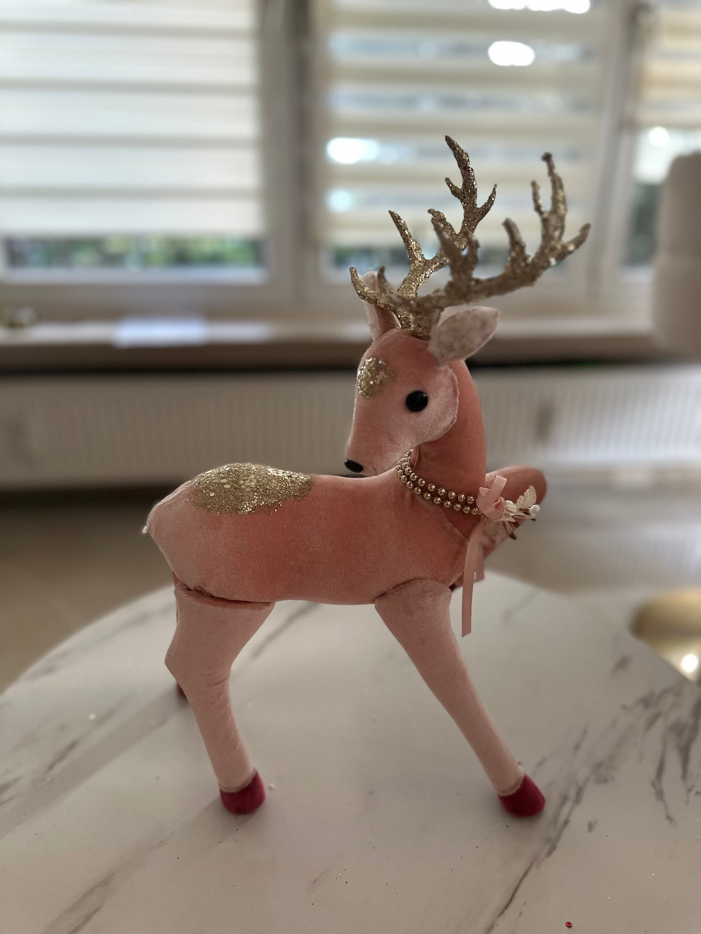 Goldline- Rentiere Samt rosa mit goldenen Glitzer, zwei Varianten (L: 33 x 47 cm  und M: 24 x 41 cm)