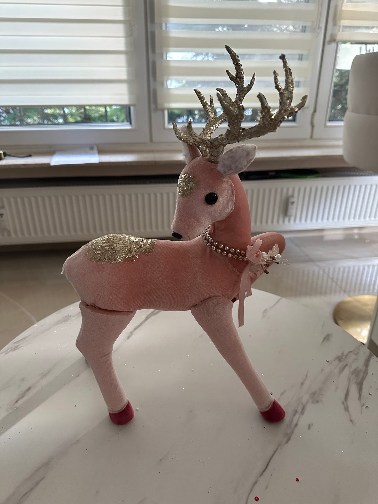 Goldline- Rentiere Samt rosa mit goldenen Glitzer, zwei Varianten (L: 33 x 47 cm  und M: 24 x 41 cm)