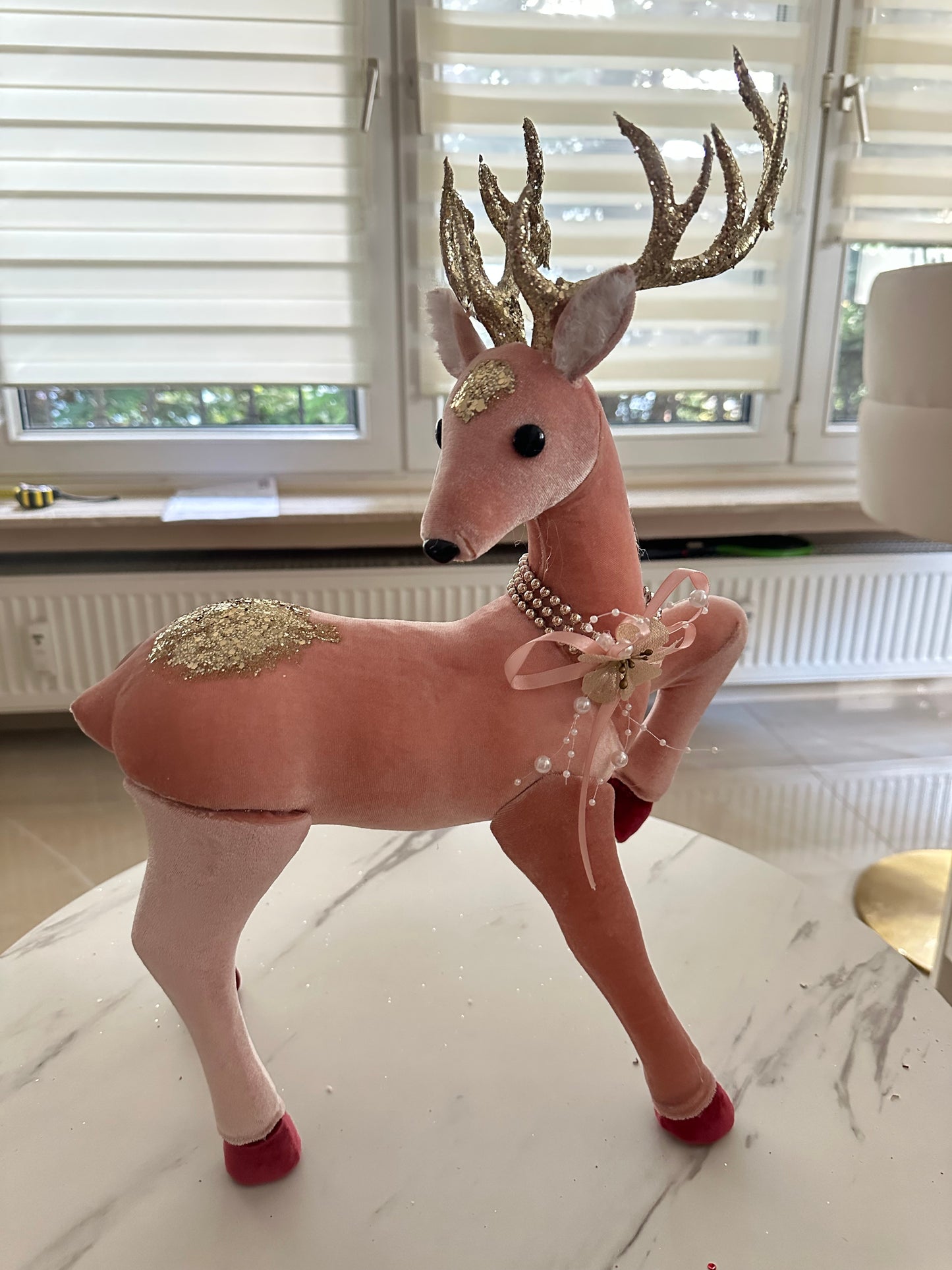 Goldline- Rentiere Samt rosa mit goldenen Glitzer, zwei Varianten (L: 33 x 47 cm  und M: 24 x 41 cm)