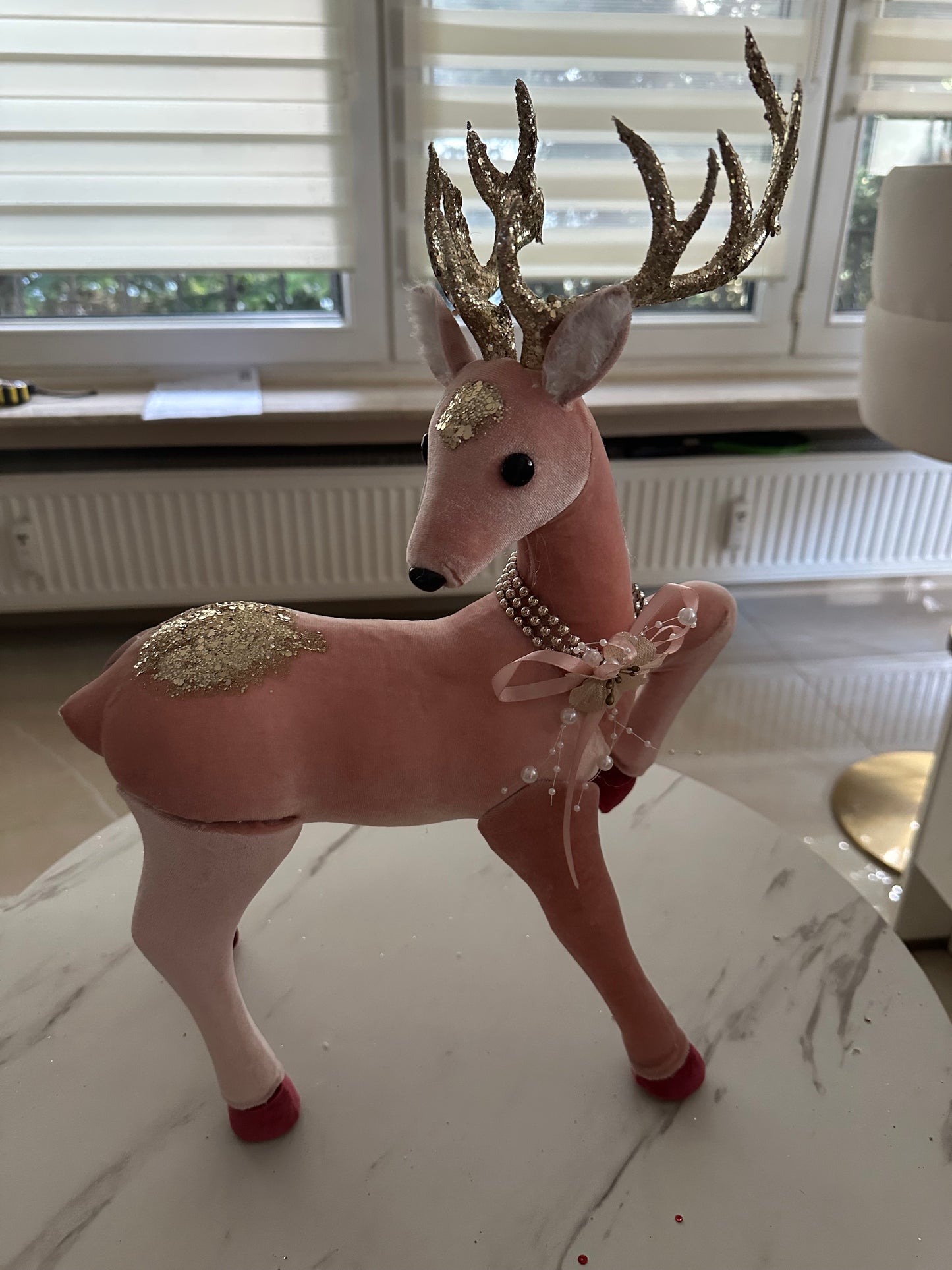 Goldline- Rentiere Samt rosa mit goldenen Glitzer, zwei Varianten (L: 33 x 47 cm  und M: 24 x 41 cm)