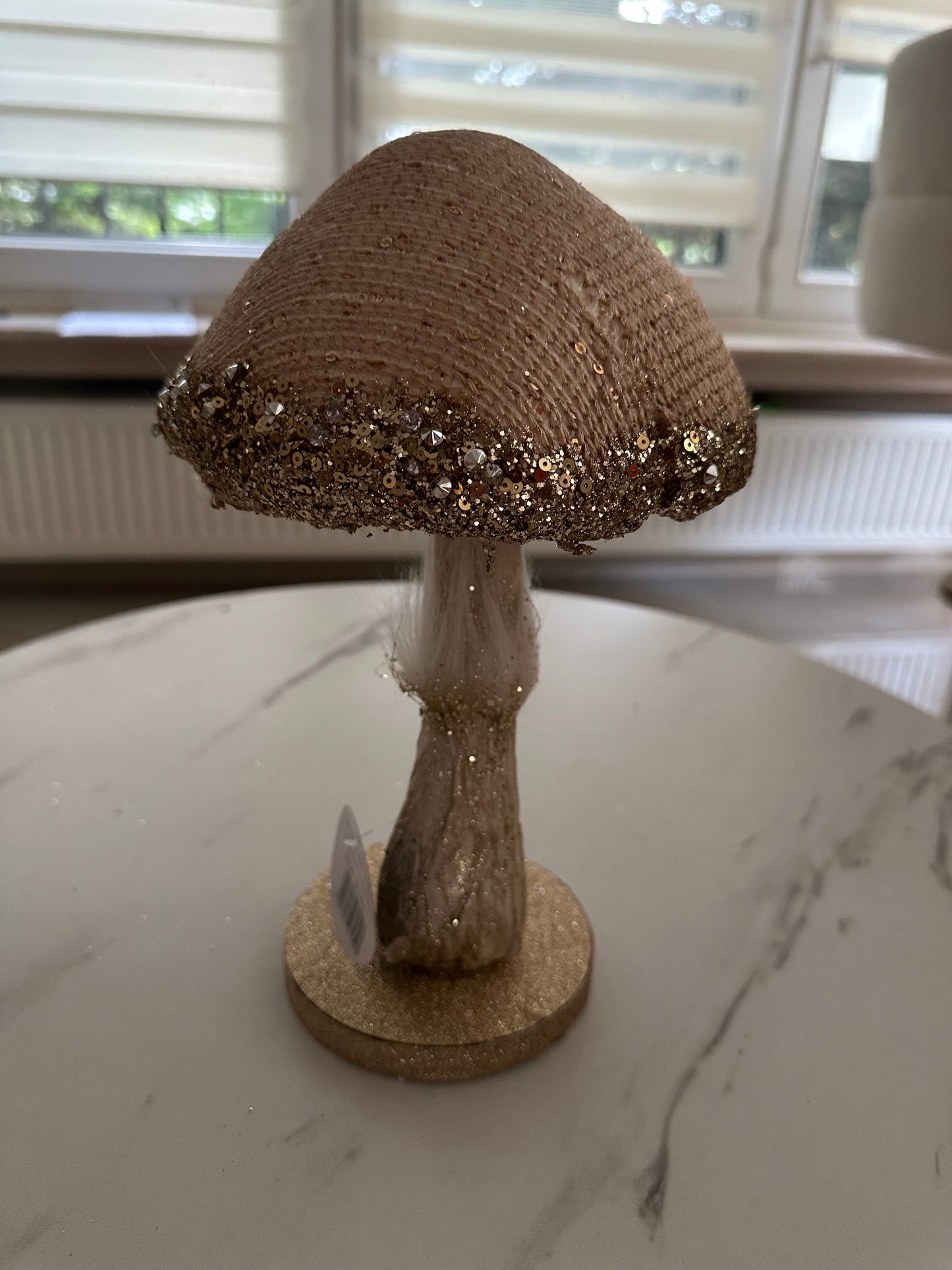 Goldline- Deko Pilz in Hellrosa aus Samt mit Glitzer 16 x 16 x 26 cm