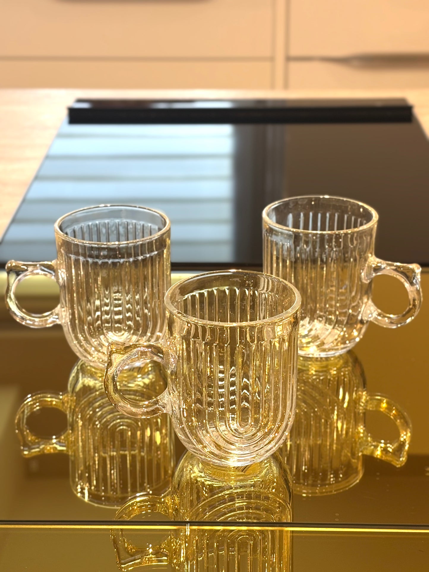 Goldline-Glastassen mit Muster 6er Set 250 ml