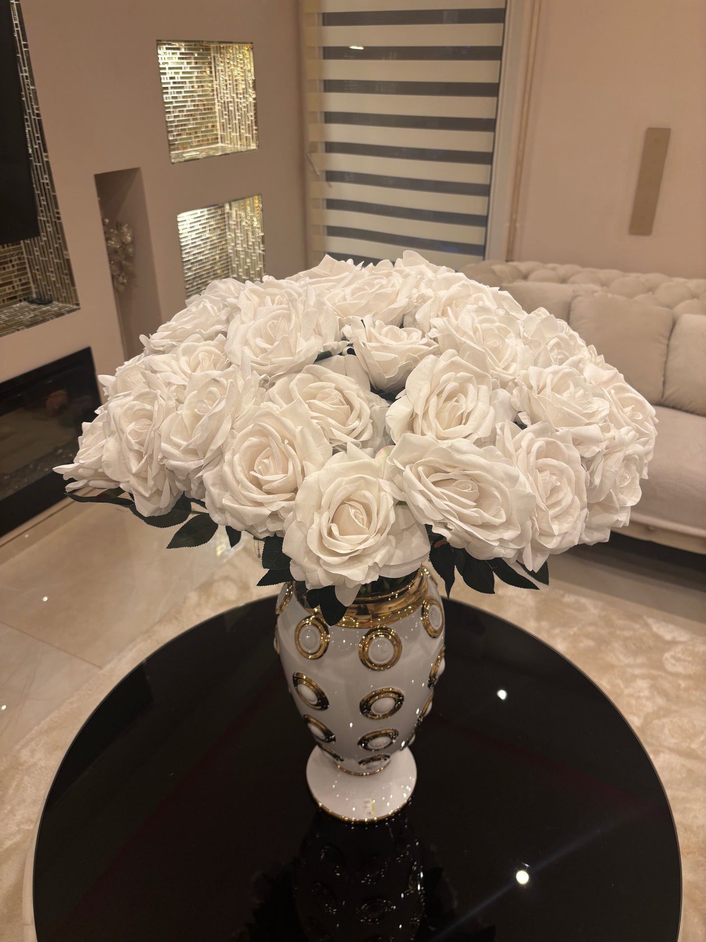 Goldline-Weiße Rosen 5er Strauß