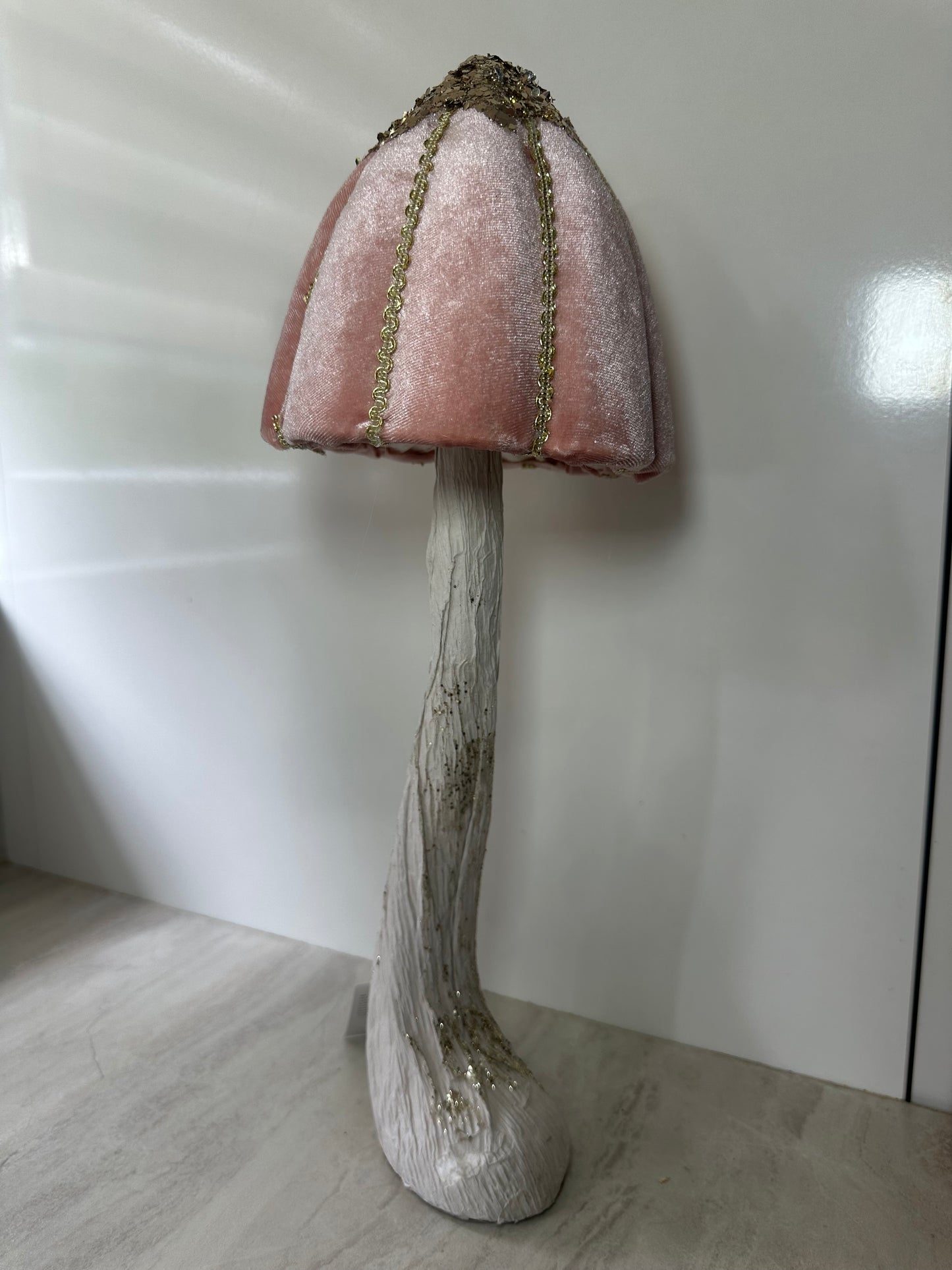 Goldline- Deko Pilz Samt rosa mit goldenem Glitzer 15cm x 40cm