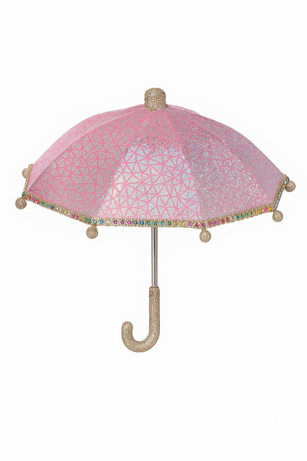 Goldline- Deko Schirm rosa mit Glitzer, Baumschmuck, 26 x 23 cm