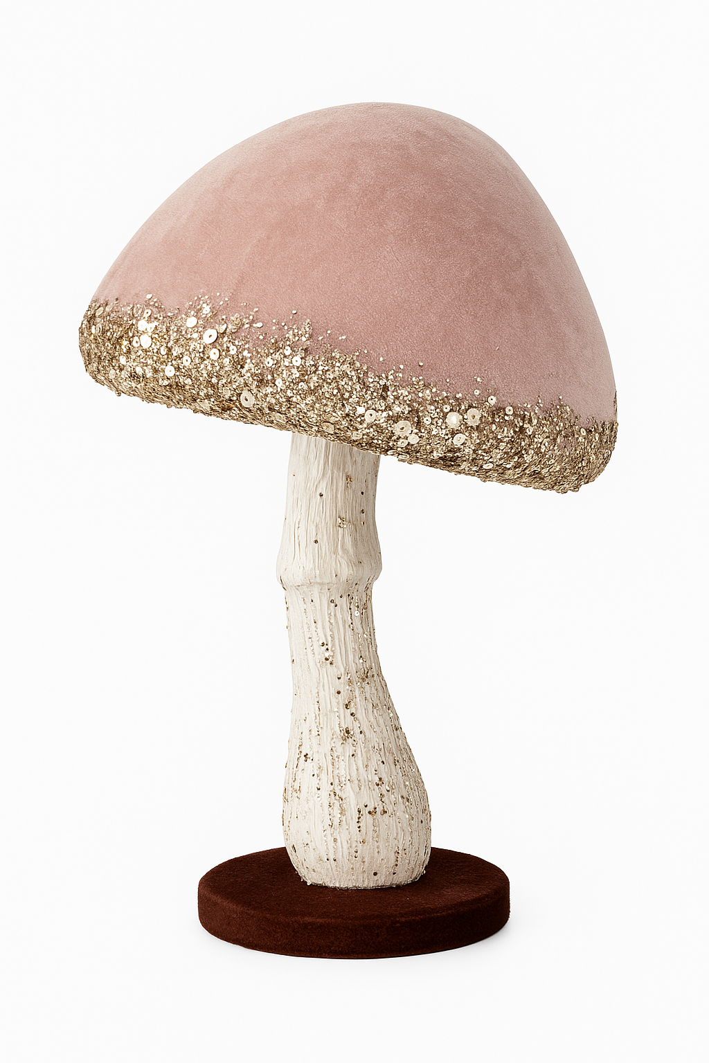 Goldline- Deko Pilz in Hellrosa aus Samt mit Glitzer 16 x 16 x 26 cm