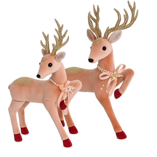 Goldline- Rentiere Samt rosa mit goldenen Glitzer, zwei Varianten (L: 33 x 47 cm  und M: 24 x 41 cm)