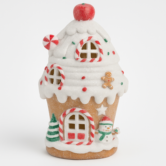 Goldline- LED Cupcake Lebkuchenhaus mit glitzer, 2 Varianten (Batterie betrieben), 12 x 10,5 x 20,8 cm