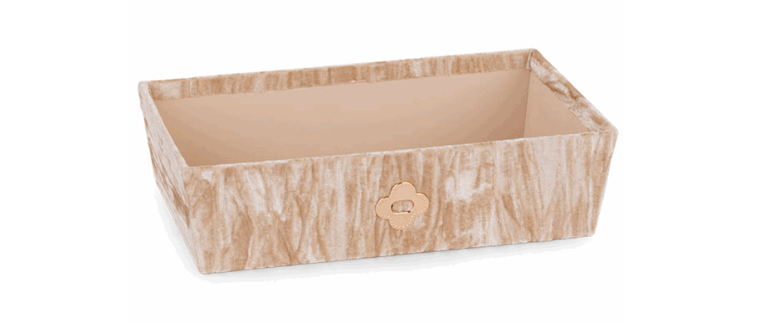 Goldline-Exklusives Deko Tablett beige aus Samt und Golddetails, in 2 Größen wählbar S: 30cm x 18cm, M: 34cm x 20cm