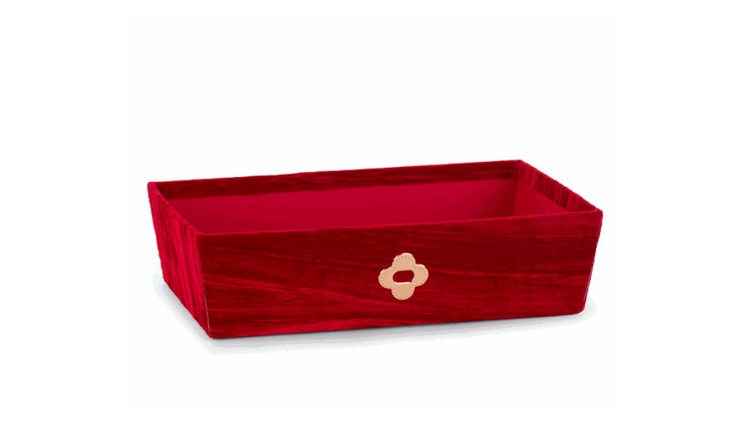 Goldline-Exklusives Deko Tablett rot aus Samt und Golddetails, in 2 Größen wählbar S: 30cm x 18cm, M: 34cm x 20cm