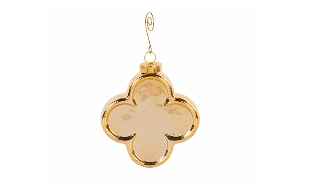 Goldline- Exklusiver Weihnachtsanhänger Kleeblatt, gold, 10cm, in 2 Varianten wählbar: A: Anhänger, B: Anhänger mit Glitzerschnur