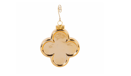 Goldline- Exklusiver Weihnachtsanhänger Kleeblatt, gold, 10cm, in 2 Varianten wählbar: A: Anhänger, B: Anhänger mit Glitzerschnur
