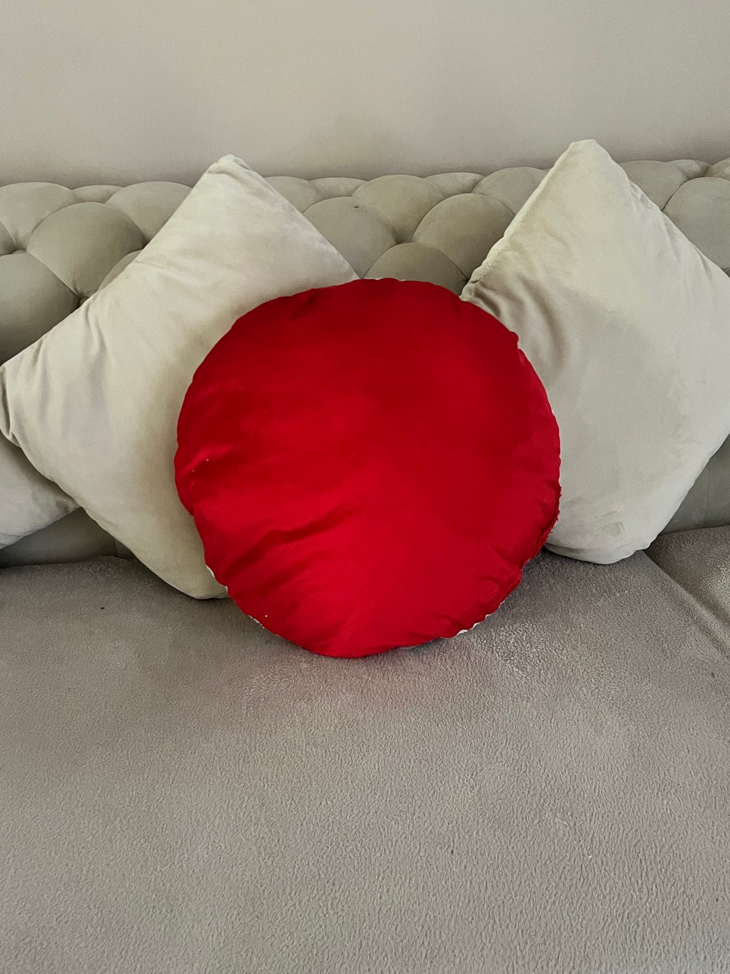 Goldline- Weihnachts Bonbon Kissen in Candy Optik, Teddy und Samt Stoff 38 x 38 cm